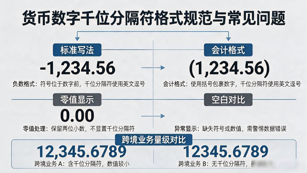 会计账目数字逗号规则_财务报表千位分隔格式_货币数字 逗号隔开