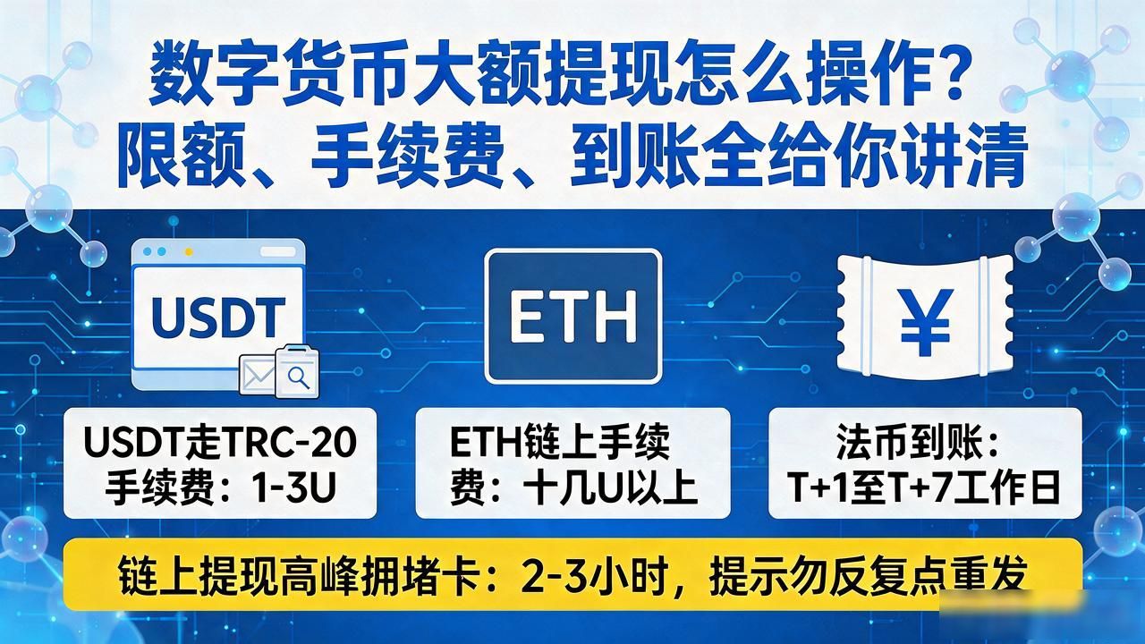 大额USDT提现到银行卡限额与手续费详解_加密货币大额提现安全防骗指南_数字货币大额提现
